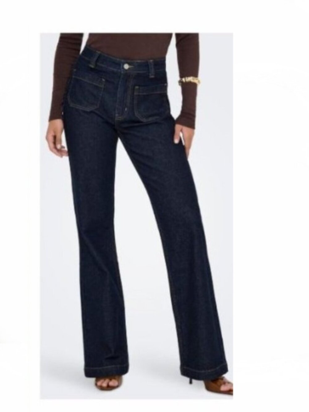 Dark Blue  Flare Semi-Low Waist Boot Cut Jeans Large